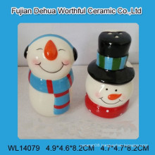 Lovely ceramic snowman salt and pepper shakers